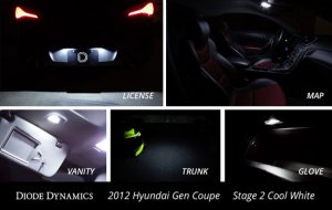 Hyundai Genesis Coupe Interior LED Bulb Pack - Diode Dynamics - Stage 1 - Cool White - `10-`16